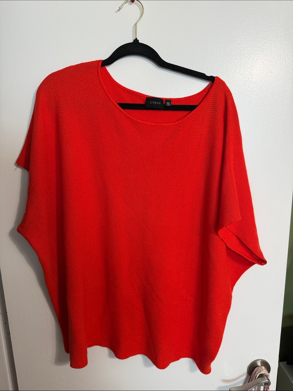 Cyrus Bright Red Knit Poncho